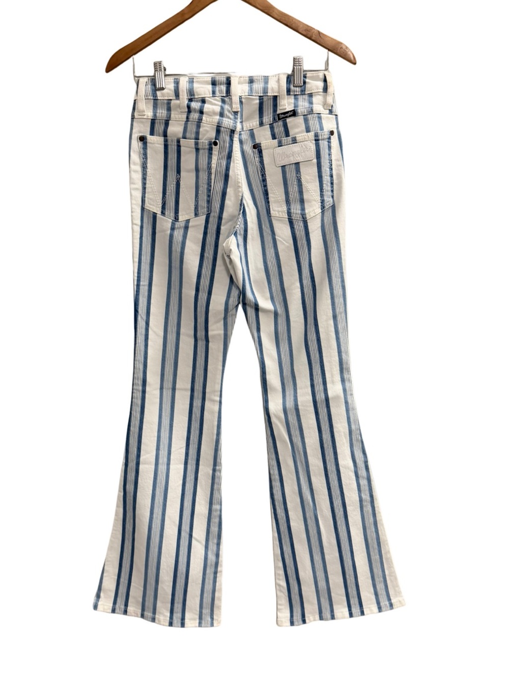 WRANGLER Blue Stripe Gabby Retro Bailey Flare Jean Size 26x34 - Picture 3 of 14